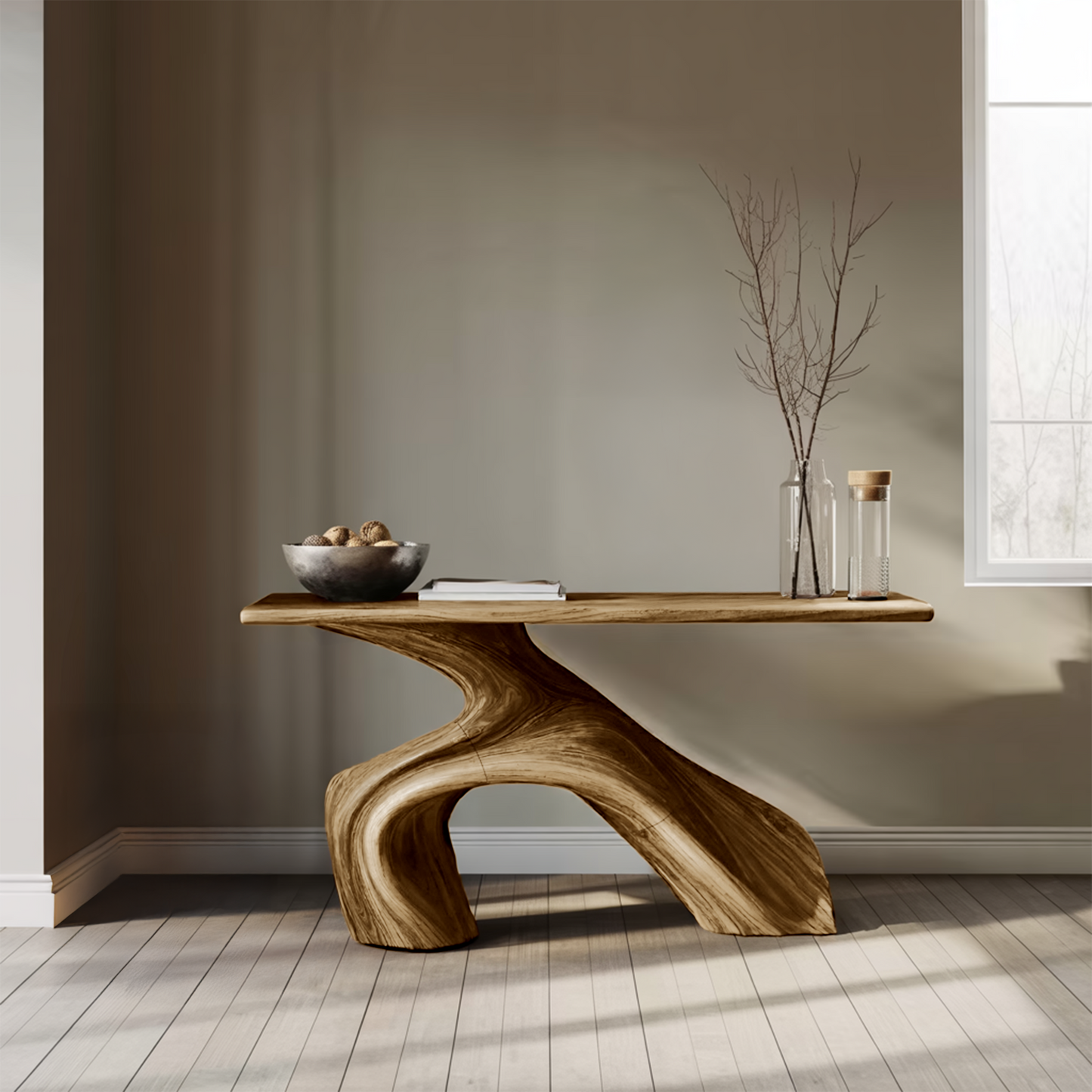 Farmhouse Live Edge Console Table Entryway Decor