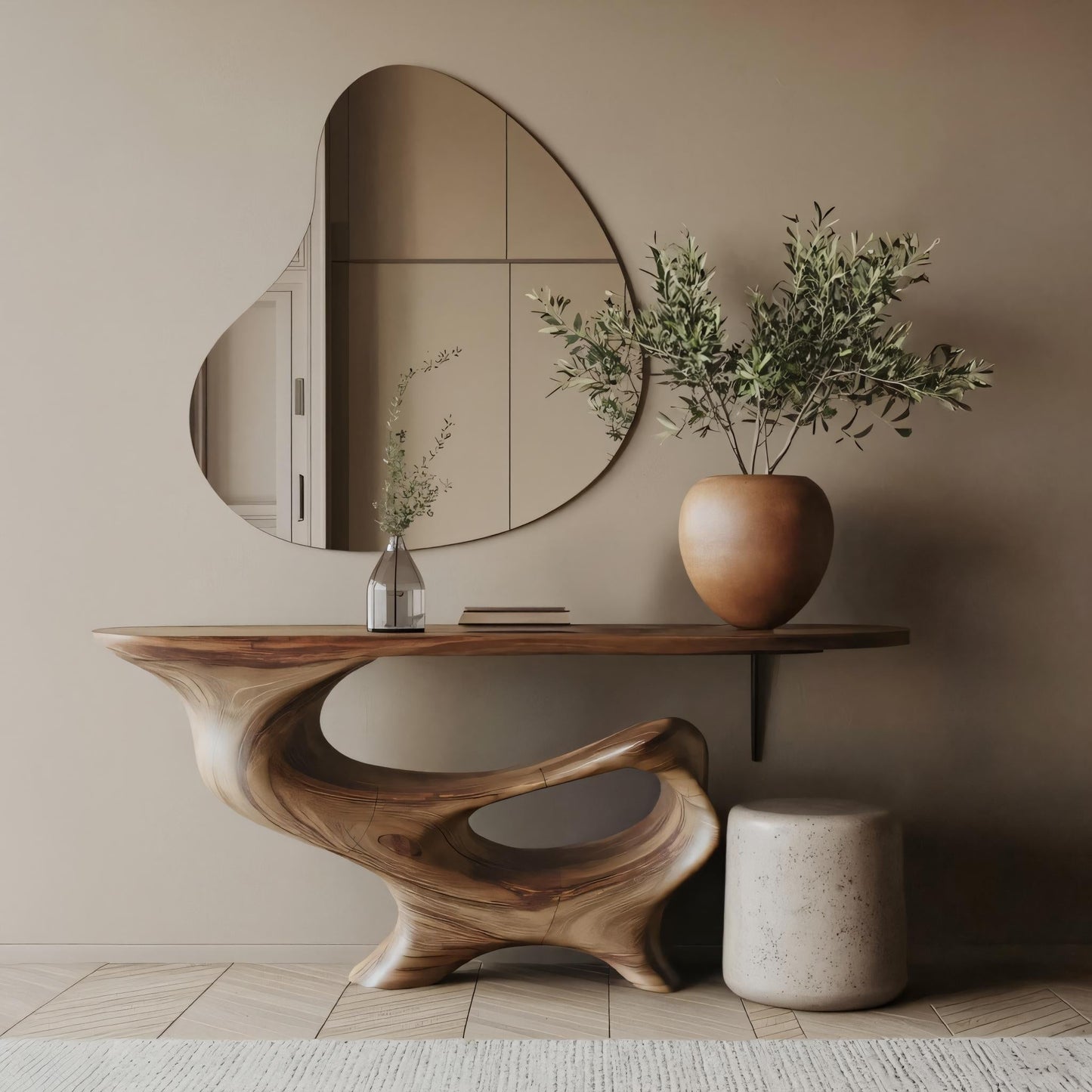 Mid Century Wooden Console Table For Living Room