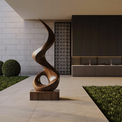 Mid Century Abstract Wooden Sculpture For Outdoor Garden