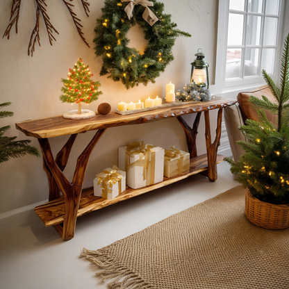 Farmhouse Solid Wood Console Table For Living Room Holiday Furniture Decor