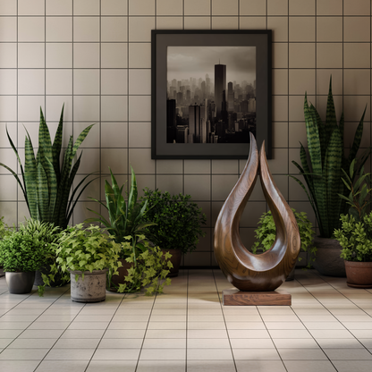 Handcrafted Solid Wood Abstract Decor Sculpture For Contemporary Interiors