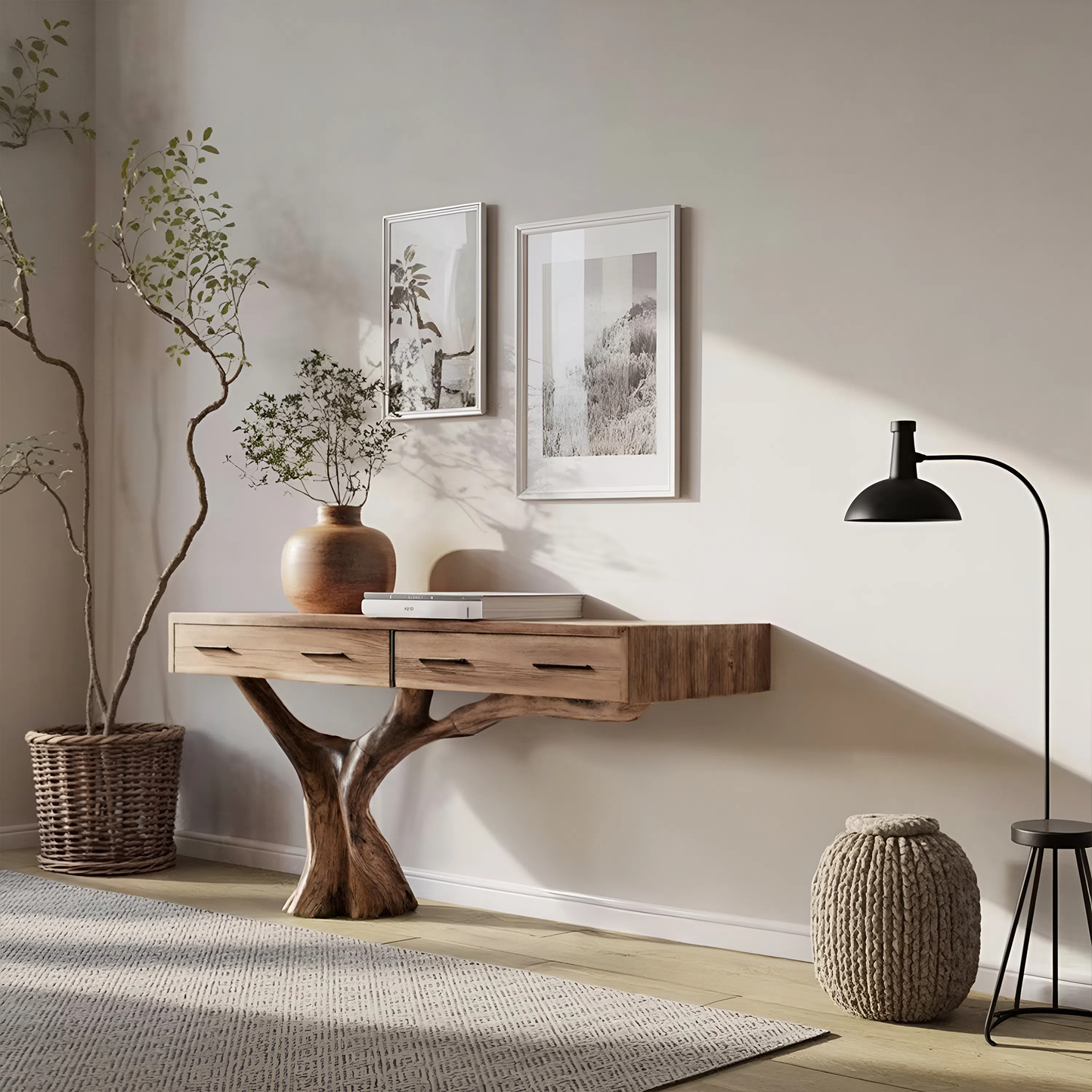 Farmhouse Live Edge Entryway Table For Bedroom Cozy Rustic Vibes