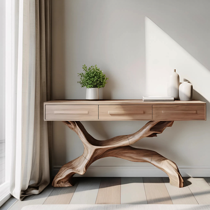 Mid Century Live Edge Entryway Table For Bedroom Rustic Accent