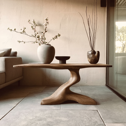 Mid Century Live Edge Desk For Living Room