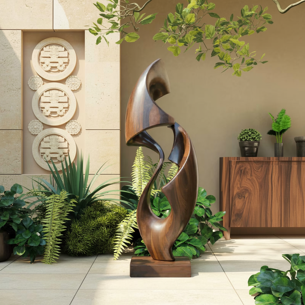 Rustic Abstract Sculpture For Office Decor