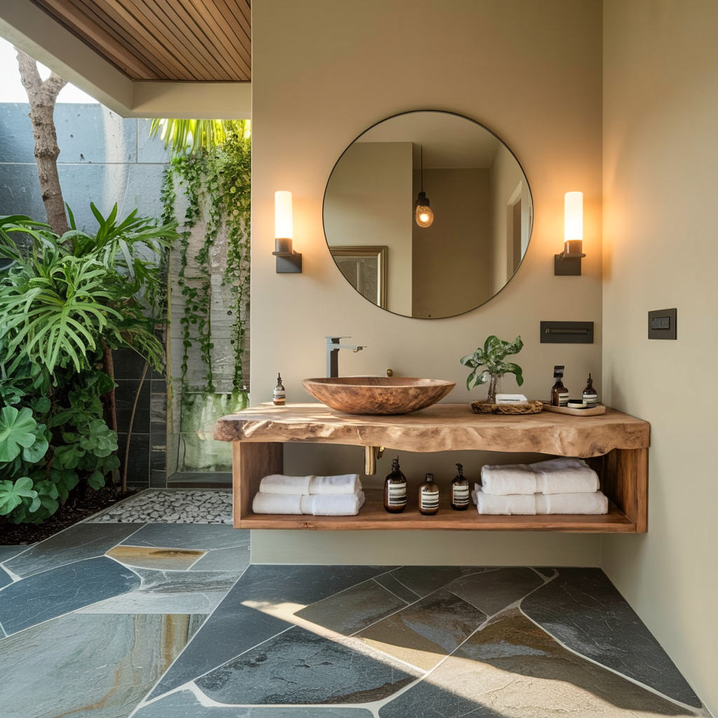 Rustic Solid Wood Vanity For Cozy Bathroom Furniture Decor