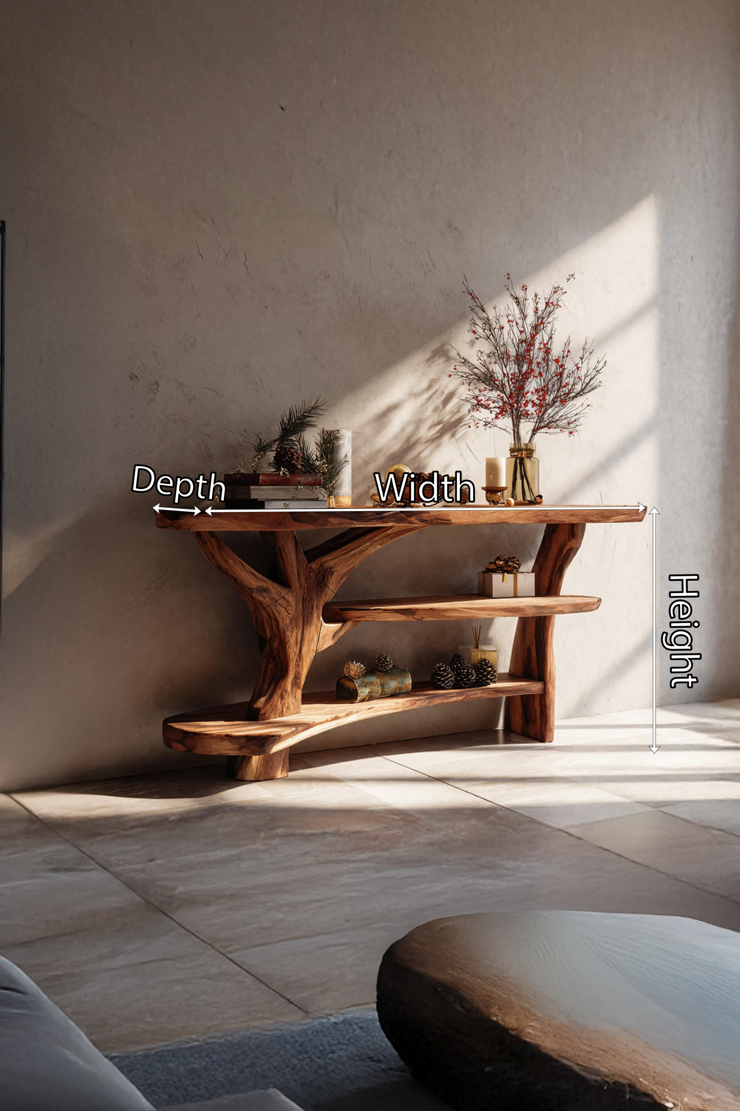 Farmhouse Wooden Live Edge Console Table For Entryway Furniture Design