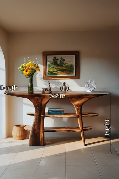 Mid Century Wooden Entry Table For Living Room Styling