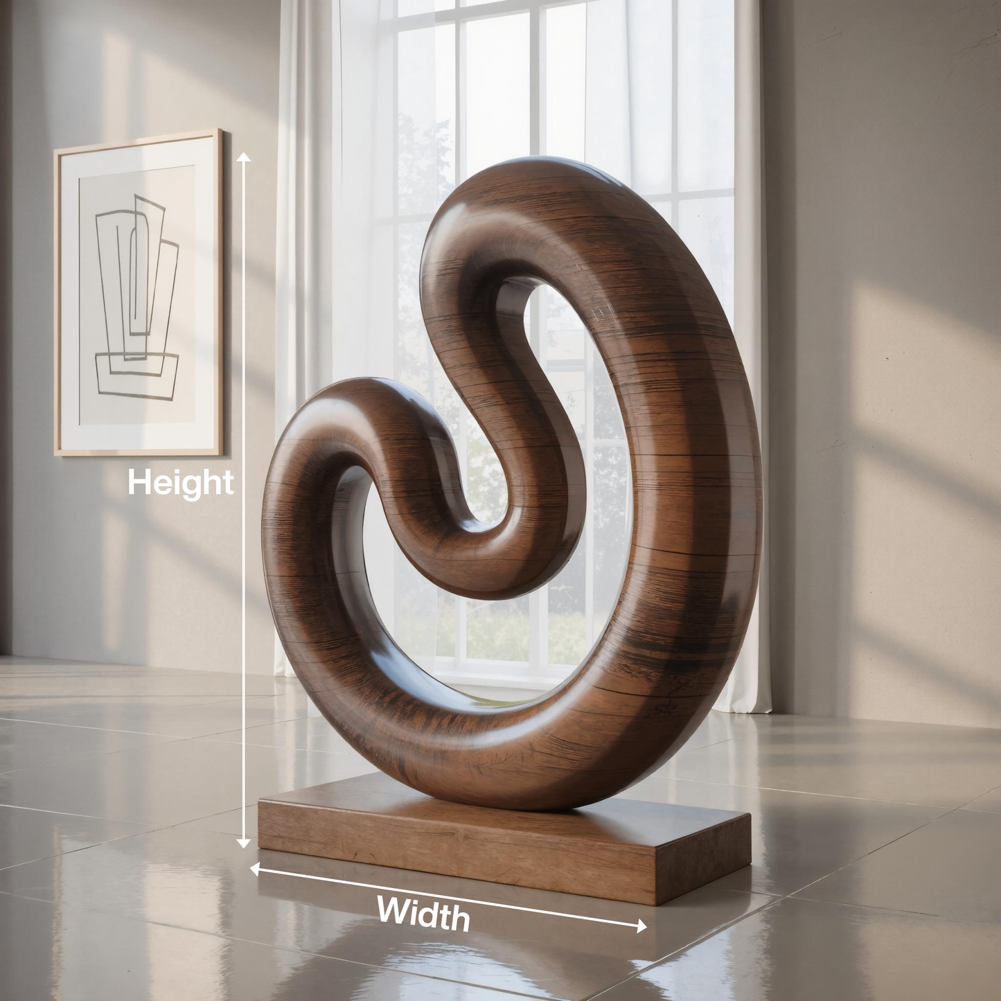 Farmhouse Large Twisted Spiral Floor Art For Contemporary Interiors