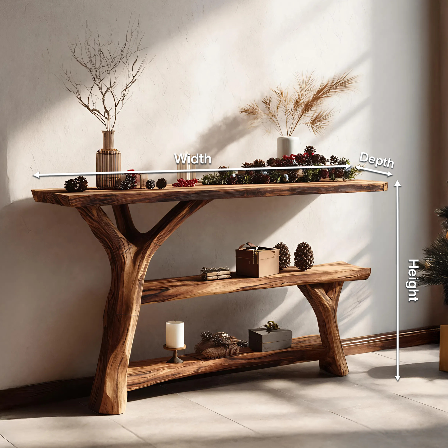 Mid Century Solid Wood Console Table For Living Room Christmas Decoration