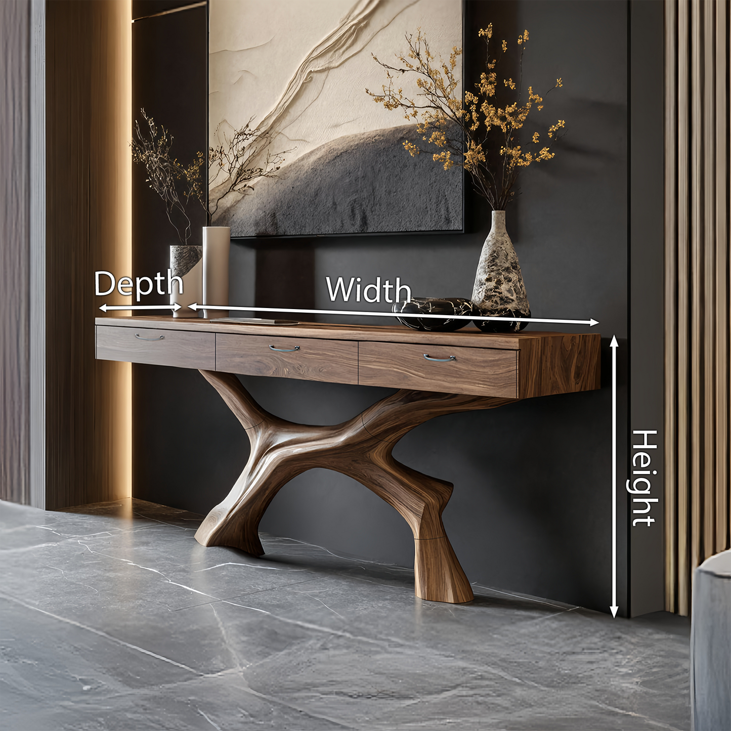 Mid Century Solid Wood Dressing Table For Modern Bedroom