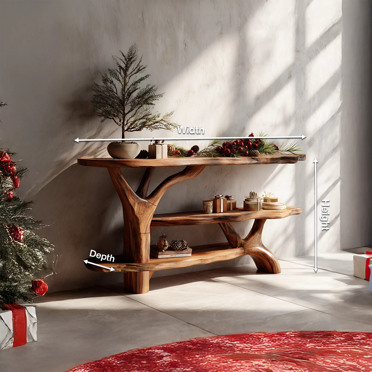 Modern Live Edge Entryway Table For Seasonal Holiday Christmas Bedroom