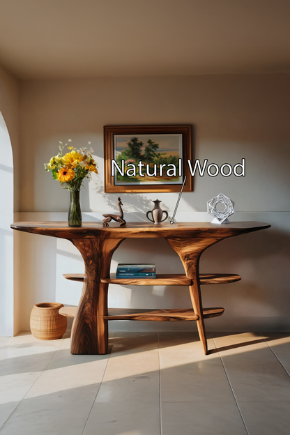 Mid Century Wooden Entry Table For Living Room Styling