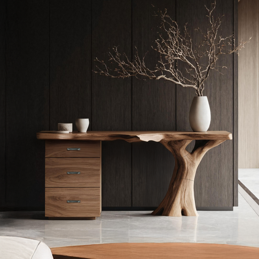 Rustic Solid Wood Dressing Table For Bedroom Cozy Vintage Decor