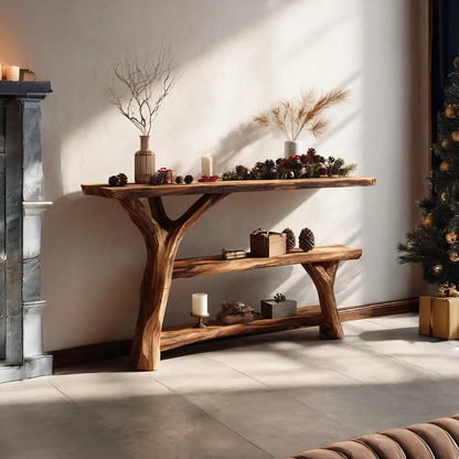 Mid Century Solid Wood Console Table For Living Room Christmas Decoration