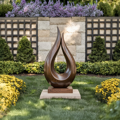 Handcrafted Solid Wood Abstract Decor Sculpture For Contemporary Interiors