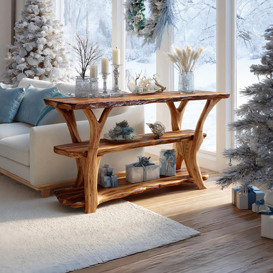 Modern Wooden Live Edge Console Table For Furniture Decor Xmas Collection