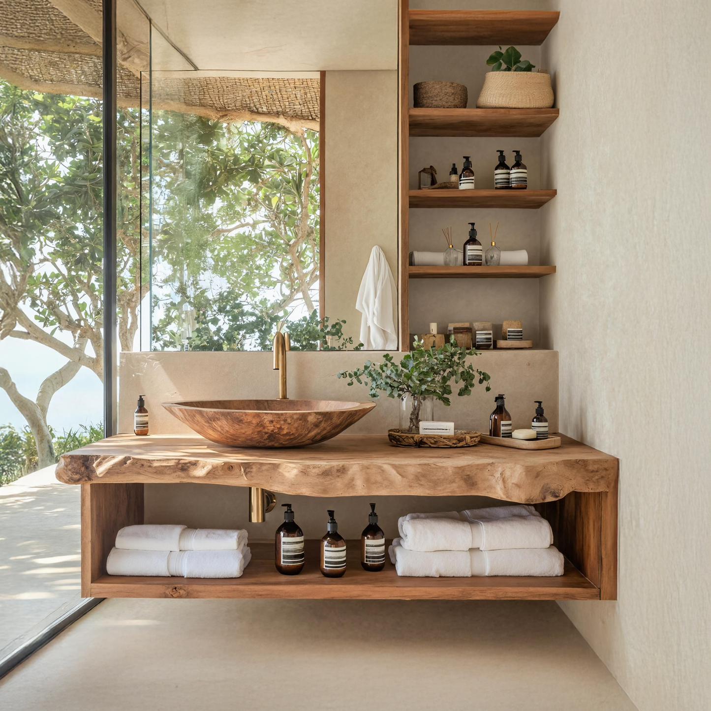 Rustic Solid Wood Vanity For Cozy Bathroom Furniture Decor