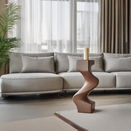 Mid Century Wooden Abstract Sculpture For Furniture Decor