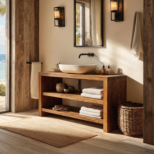 Farmhouse Wooden Vanity For Cozy Bathroom Spaces
