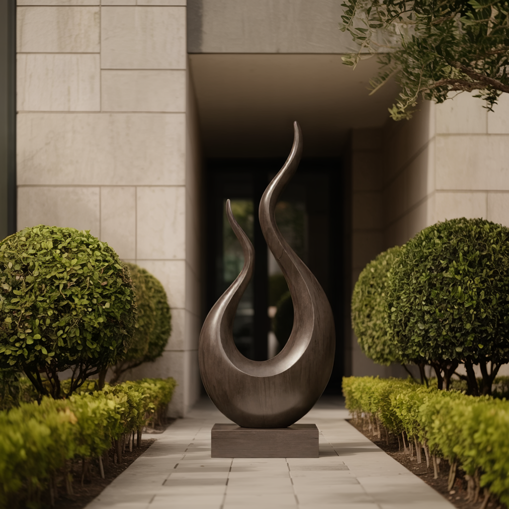 Mid Century Wooden Sculpture For Garden Decorative Panel