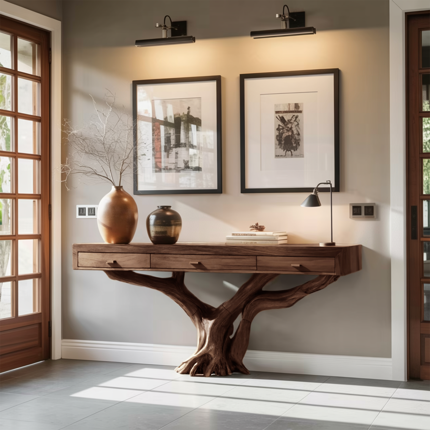 Handcrafted Solid Wood Dressing Table For Living Room Unique Style