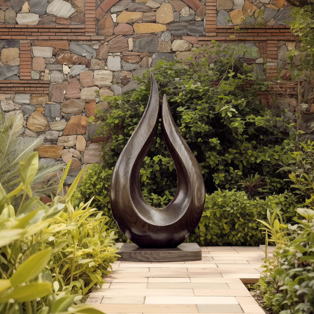 Handcrafted Solid Wood Abstract Decor Sculpture For Contemporary Interiors