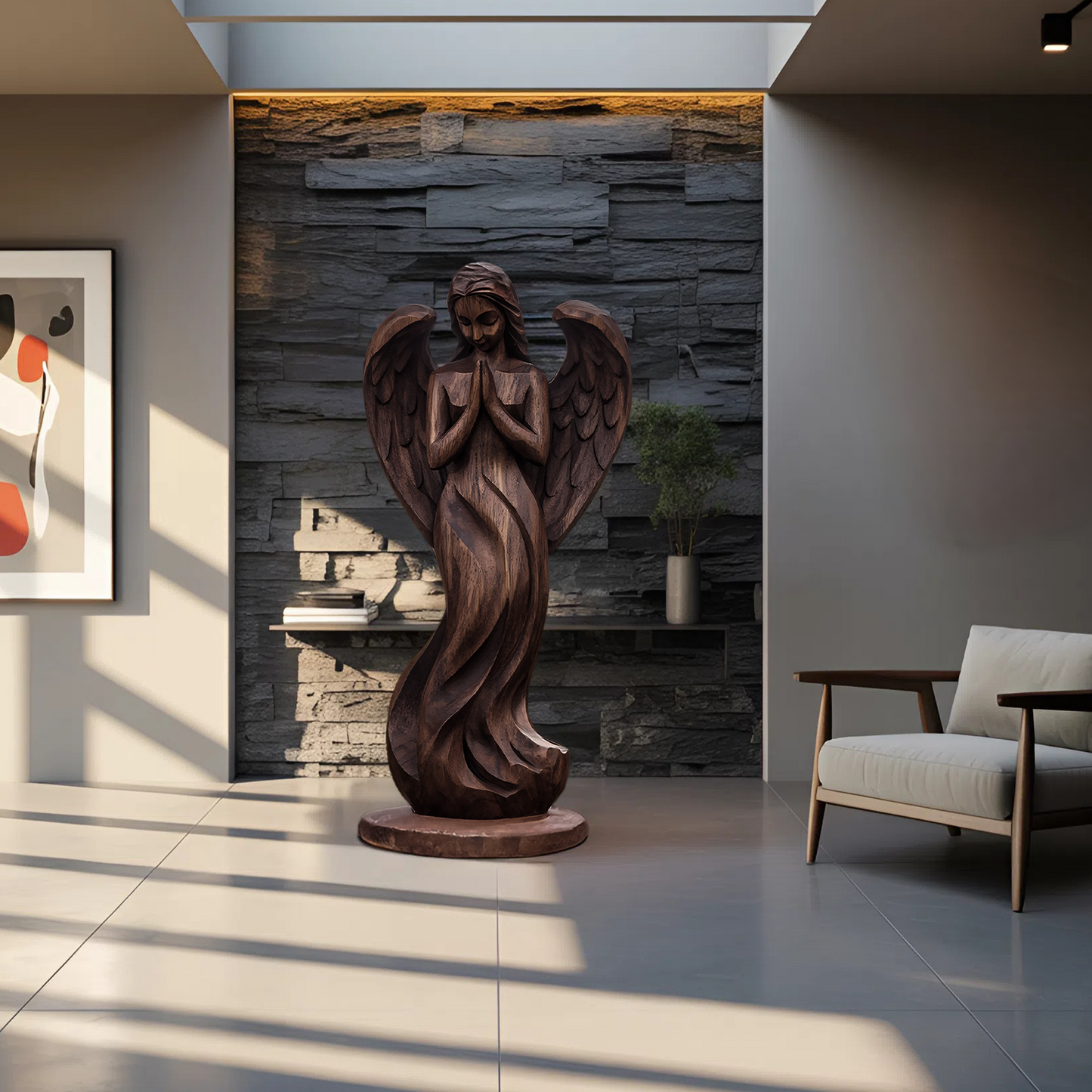 Rustic Abstract Sculpture For Furniture Wall Centerpiece