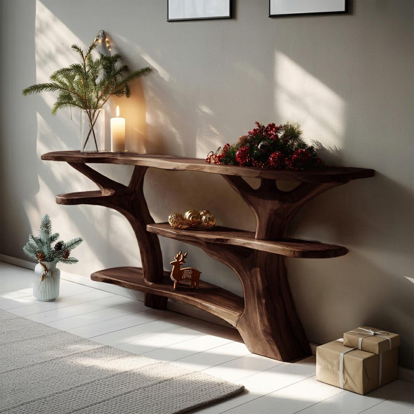 Modern Live Edge Entryway Table For Xmas Entryway Holiday Seasonal Accent