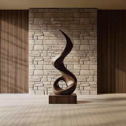 Mid Century Abstract Wooden Sculpture For Outdoor Garden