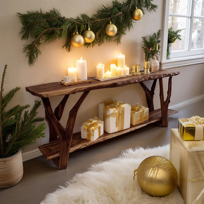 Farmhouse Solid Wood Console Table For Living Room Holiday Furniture Decor