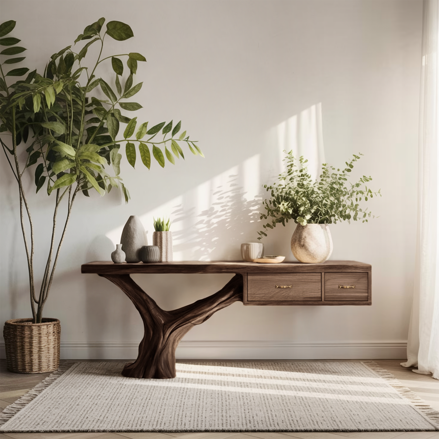 Farmhouse Wooden Console Table For Rustic Bedroom