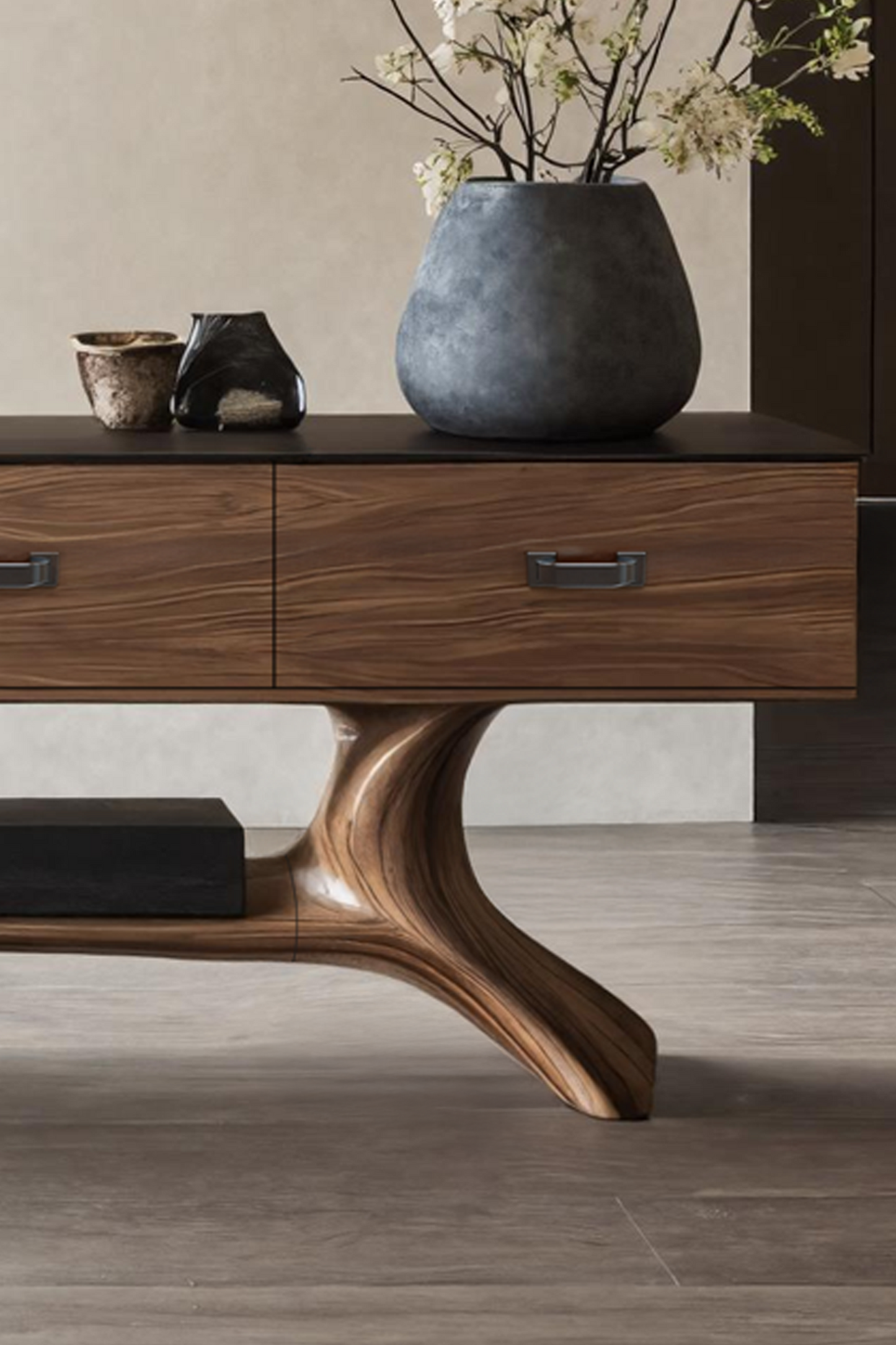 Handcrafted Solid Wood Dressing Table For Furniture Decor With Mirror